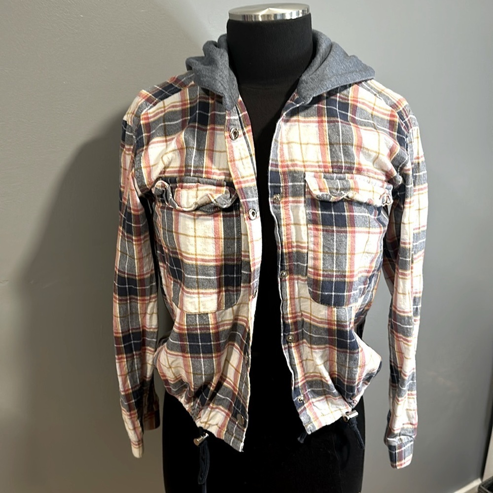 Ardene size sm bottom up plaid hoodie
